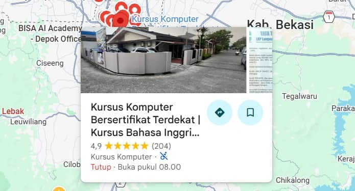 map lbc depok, tempat kursus komputer bersertifikat, tempat kursus bahasa inggris depok.